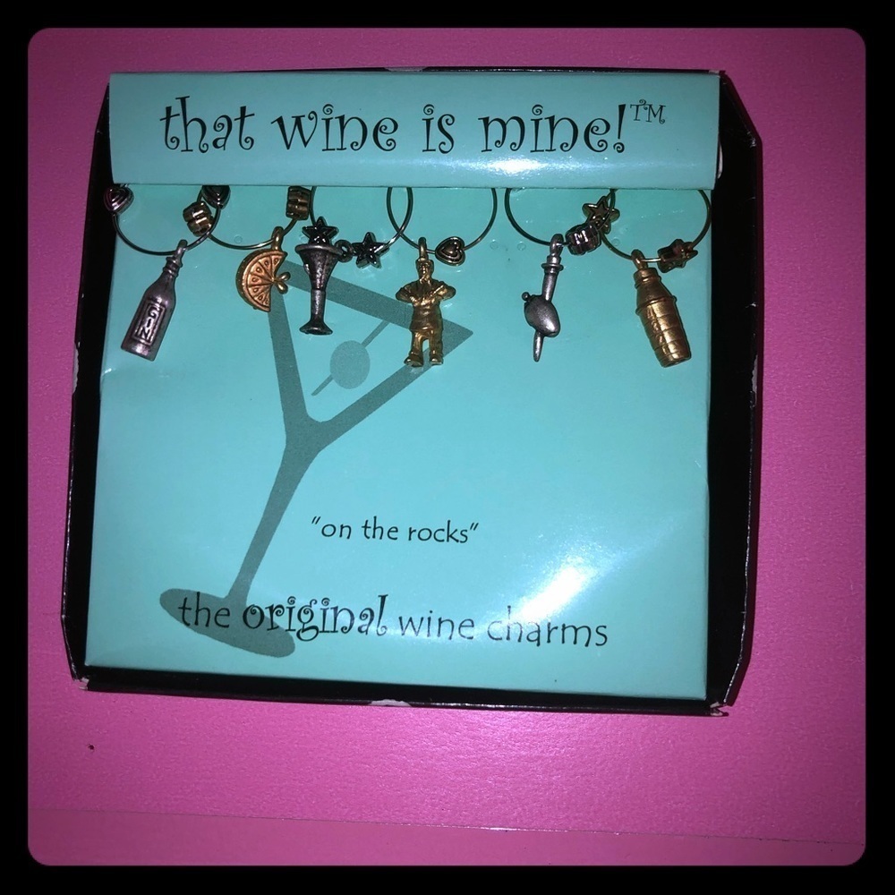 ‘That wine is mine’, wine glass charms